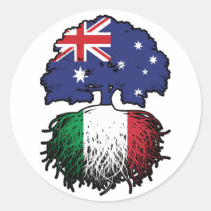 Italy Italian Australian Australia Tree Roots Flag Classic Round Sticker
