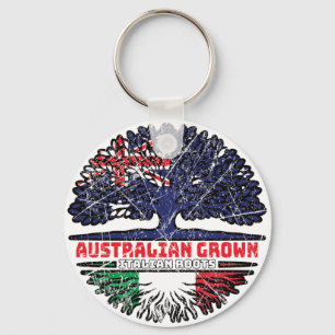 Italy Italian Australian Australia Tree Roots Flag Key Ring