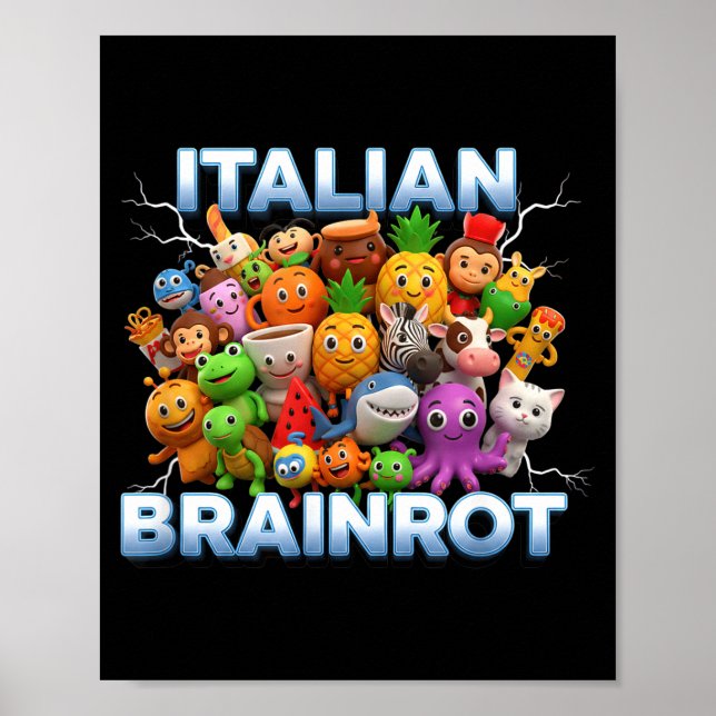 Italy Italian Brainrot Funny Meme Characters Trend Poster (Front)