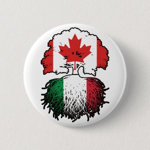 Italy Italian Canadian Canada Tree Roots Flag 6 Cm Round Badge