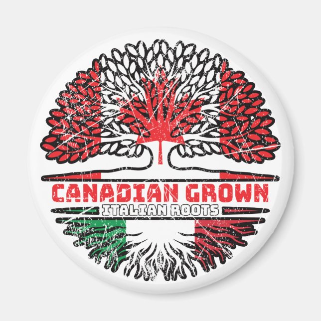 Italy Italian Canadian Canada Tree Roots Flag Magnet (Front)