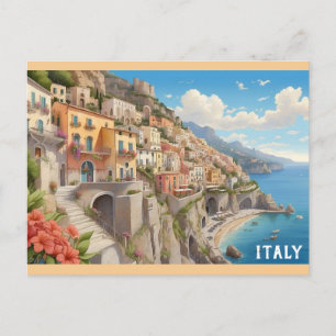 Italy Italian Coast Colourful Travel Postcard