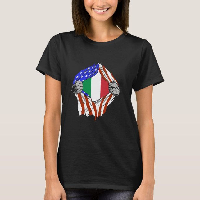 Italy Italian Flag Chest America Italian Roots Ita T-Shirt (Front)