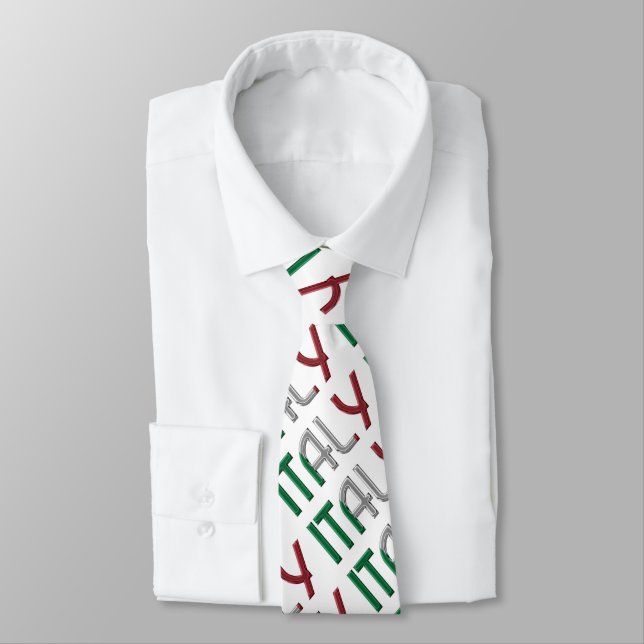 Italy Italian Flag Colours Typography Pattern Tie (Tied)