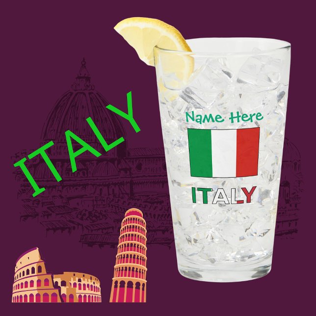 Italy Italian Flag Green Personalisation  Glass (Creator Uploaded)