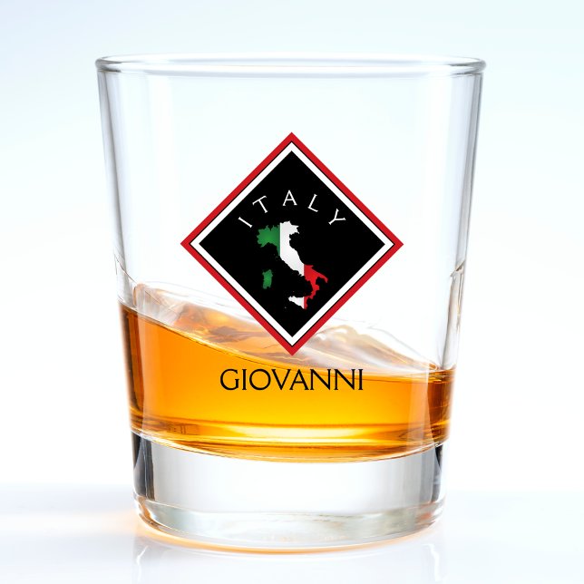 Italy Italian Flag Italia Map Black Diamond Name Shot Glass (italy map shot glass)