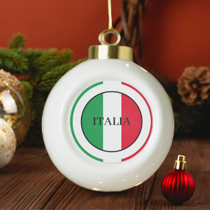 Italy Italian Flag Red White Green Italia Ceramic Ball Christmas Ornament