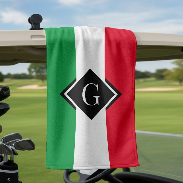 Italy Italian Flag Red White Green Italia Initial Golf Towel (Creator Uploaded)