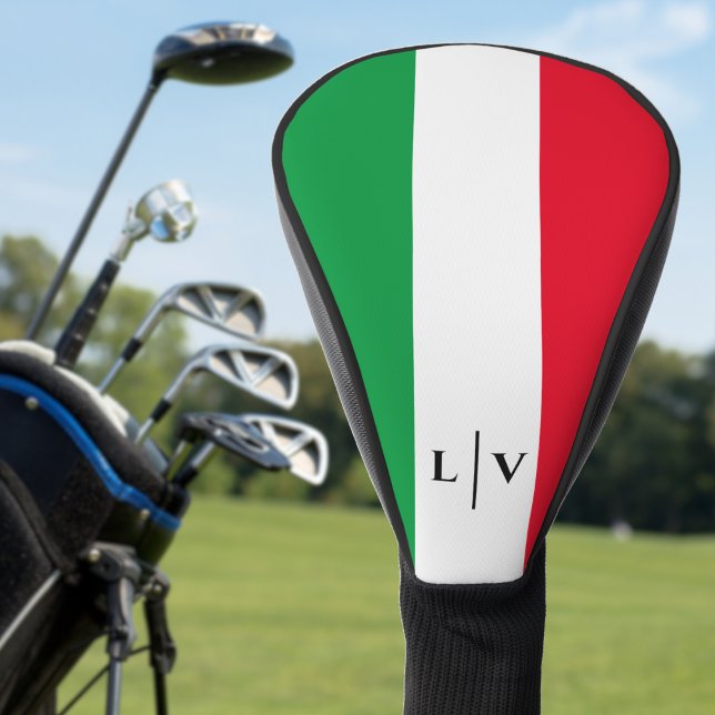 Italy Italian Flag Red White Green Name Initials Golf Head Cover (italy italian flag monogram initial face golf head cover)