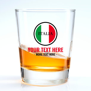 Italy Italian Flag Red White Green Text Italia Shot Glass
