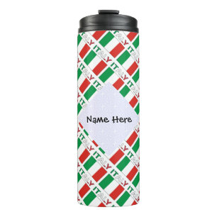 Italy Italian Flag Tiled Black Personalisation Thermal Tumbler