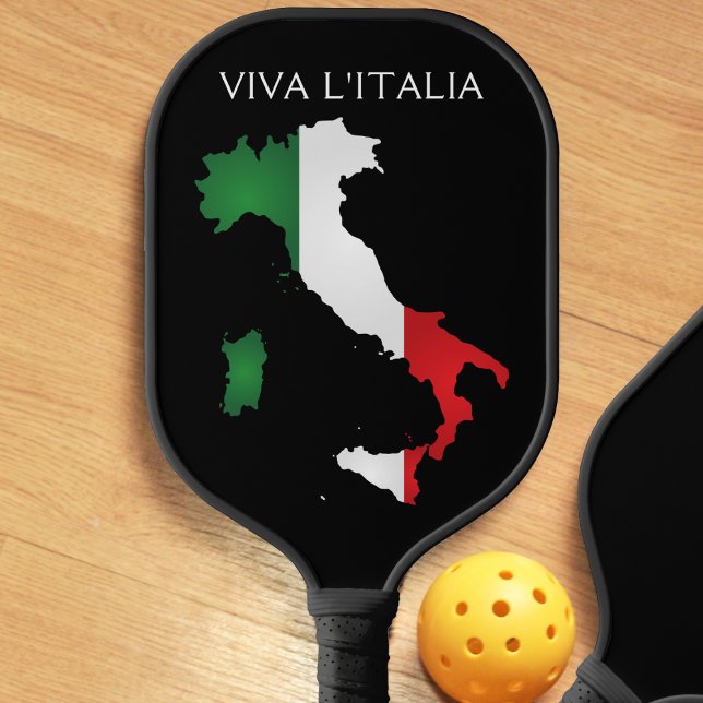 Italy Italian Flag Viva l'Italia Italia Map Black Pickleball Paddle (Italy Italian Flag Viva l'Italia Italia Map Black Pickleball Paddle)