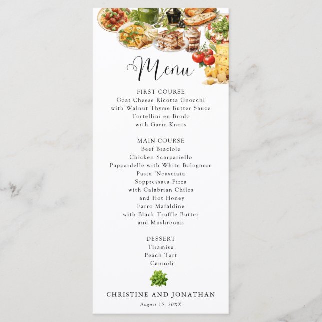 Italy | Italian Food | Rehearsal Dinner  Menu (Front)