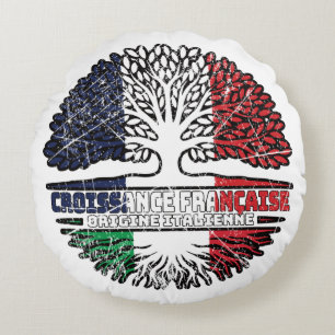 Italy Italian French France Tree Roots Flag Round Cushion
