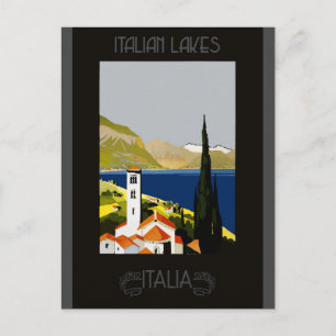 Italy Italian Lake Retro Vintage Travel Poster Postcard