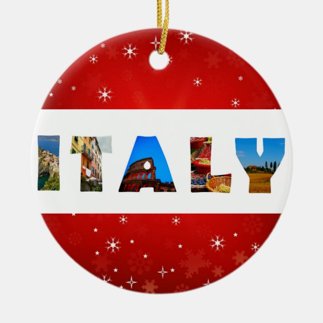 Italy Italian Travel Photos Christmas Ceramic Ornament (Front)