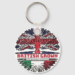Italy Italian Uk United Kingdom British Tree Roots Key Ring