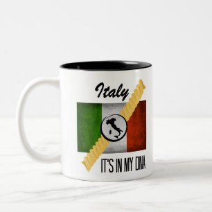 Italy It's in My DNA Ancestry Italian Flag Rotini Two-Tone Coffee Mug