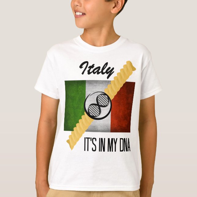 Italy It's in My DNA Molecule Italian Flag Rotini T-Shirt (Front)