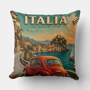 Italy La Dolce Vita Vintage Coastal Mediterranean Cushion