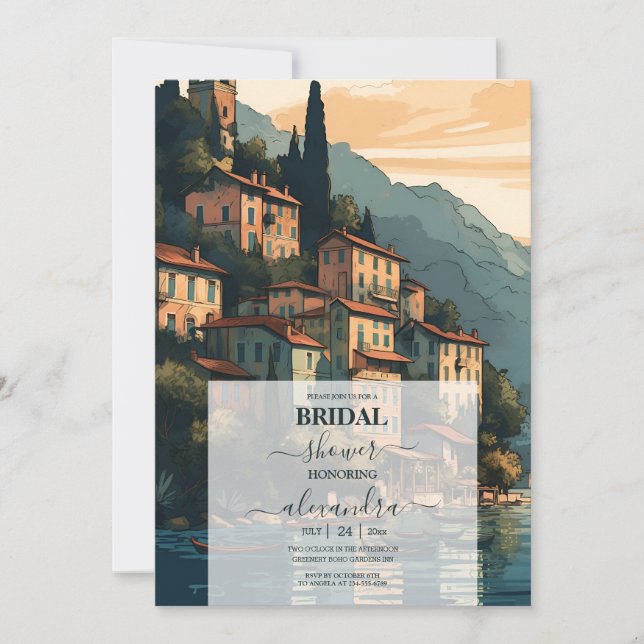 Italy Lake Como Destination Bridal Shower Invitation (Front)