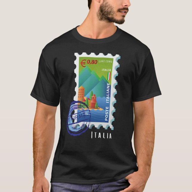 Italy Lake Como Stamp Italophile Souvenir T-Shirt (Front)