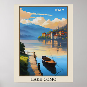 Italy Lake Como Vintage Travel Poster