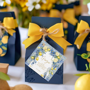 Italy Lemon Blue Tiles Grazie Bridal Shower Favour Tags
