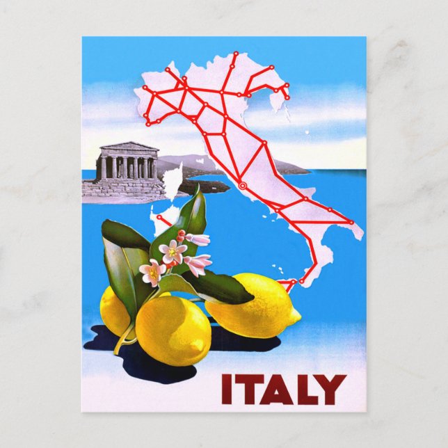 Italy Lemon Roman Temple Flower Postcard (Front)