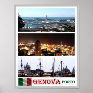 Italy - Liguria - Genoa - Mosaic - Harbour - Poster