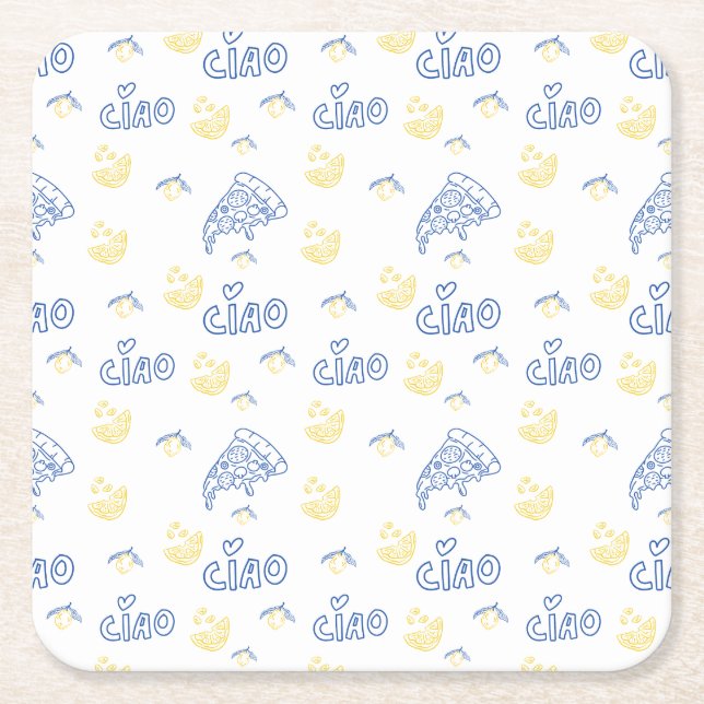 Italy Lover– Ciao Italian Vibes Square Paper Coaster (Front)
