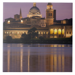 Italy, Mantua Province, Mantua. Town view and 2 Ceramic Tile