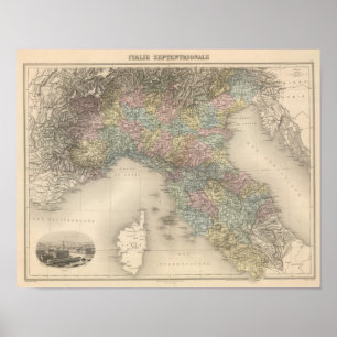Italy Map 2 Poster