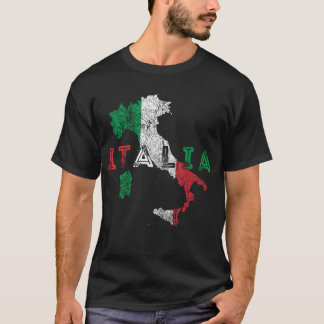 Italy Map And Flag Souvenir Distressed Itali T-Shirt