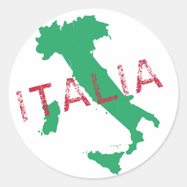 Italy map art with Italia Classic Round Sticker (Front)
