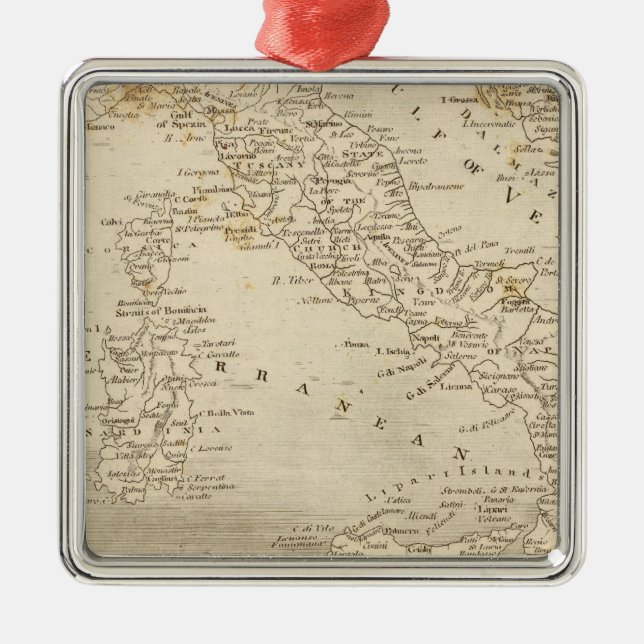 Italy Map by Arrowsmith Metal Tree Decoration (Front)
