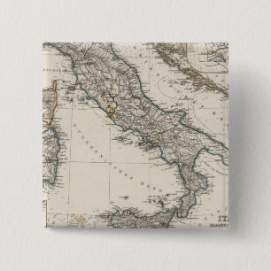 Italy Map by Stieler 15 Cm Square Badge