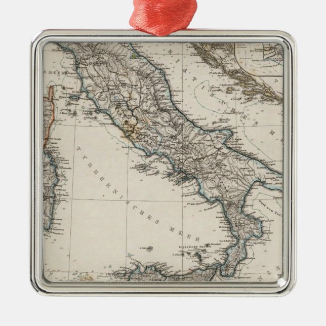 Italy Map by Stieler Metal Ornament (Front)