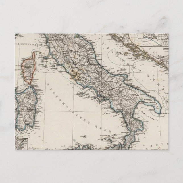 Italy Map by Stieler Postcard (Front)