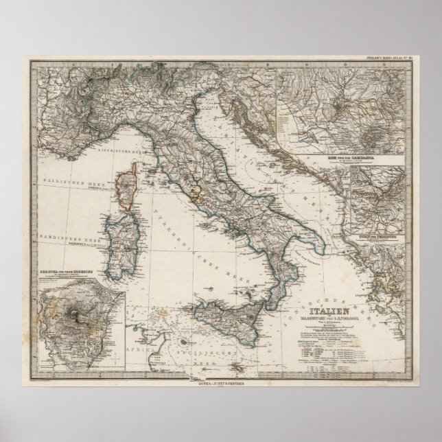 Italy Map by Stieler Poster (Front)