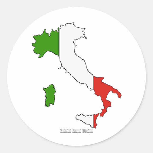 Italy Map Flag Classic Round Sticker (Front)