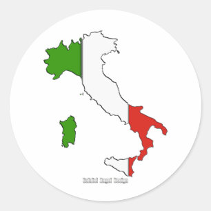 Italy Map Flag Classic Round Sticker