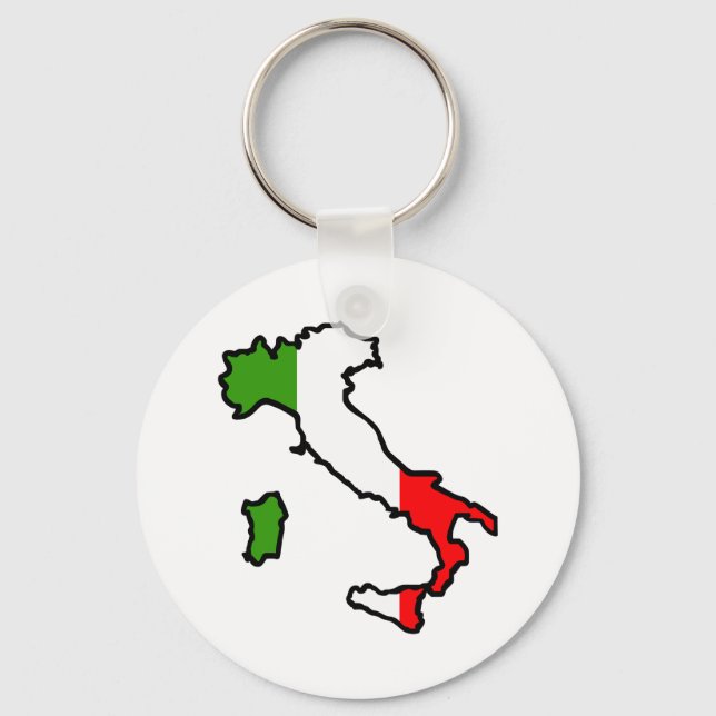 Italy Map Flag Key Ring (Front)