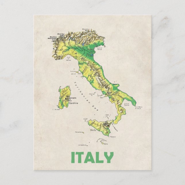 Italy map postcard (Front)