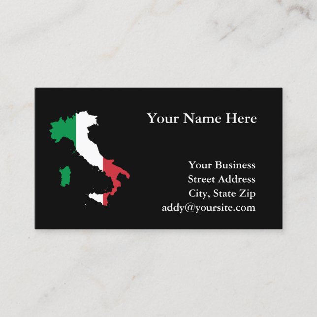 Italy Map Shape Italian Flag Colours Business Card (Front)