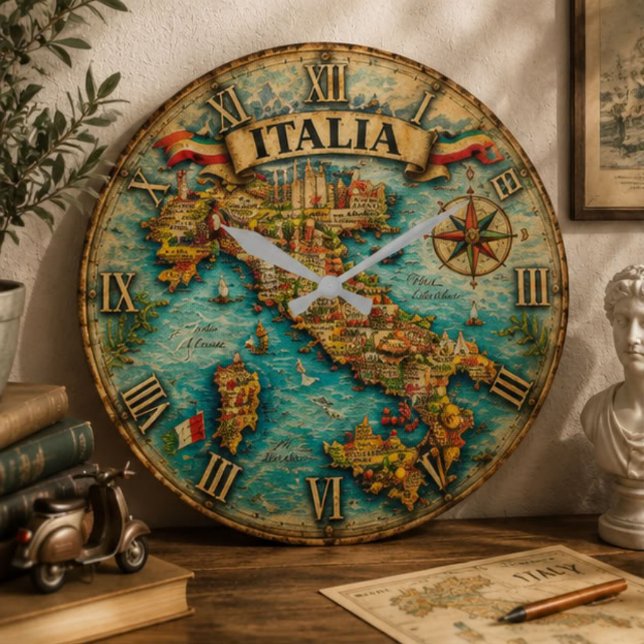 Italy Map Wall Vintage Large Clock (Creator Uploaded)