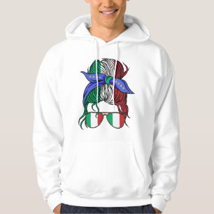 Italy messy bun with Italian Flag Hoodie