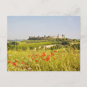 Italy, Monteriggioni, Field View of Postcard