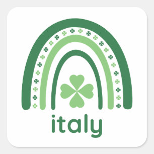 italy Name Clover Boho Rainbow Square Sticker