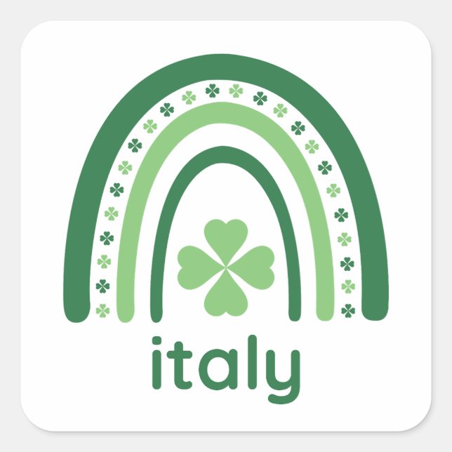 italy Name Clover Boho Rainbow Square Sticker (Front)